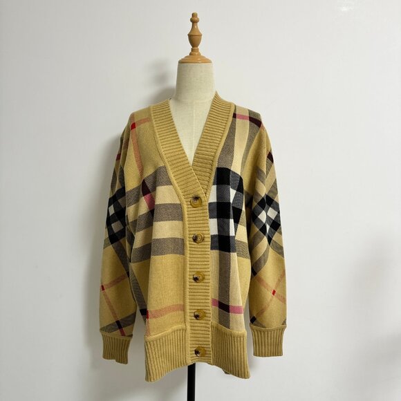 Burberry Cardigan in Check Technical Merino Wool Jacquard - Picture 4 of 16